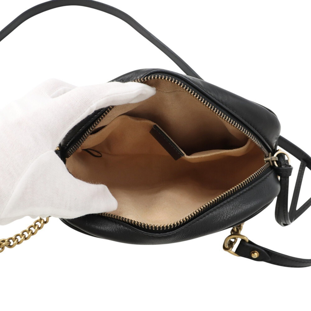 Gucci Chain Shoulder Bag GG Marmont Leather 634785 GUCCI Handbag Black Women's - Picture 5 of 15